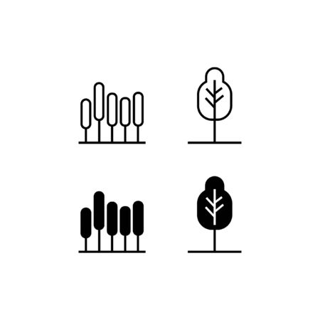 Tree Line and Solid Icon Logo Vector Symbolのイラスト素材