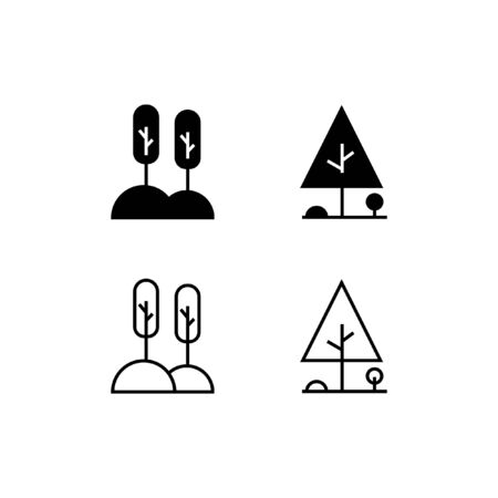 Tree Line and Solid Icon Logo Vector Symbolのイラスト素材