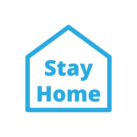 Stay at home in simple house and under roof. Covid 19 or Coronavirus protection campaign icon. Symbol or symbol vector illustrationのイラスト素材