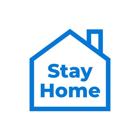 Stay at home in simple house and under roof. Covid 19 or Coronavirus protection campaign icon. Symbol or symbol vector illustrationのイラスト素材