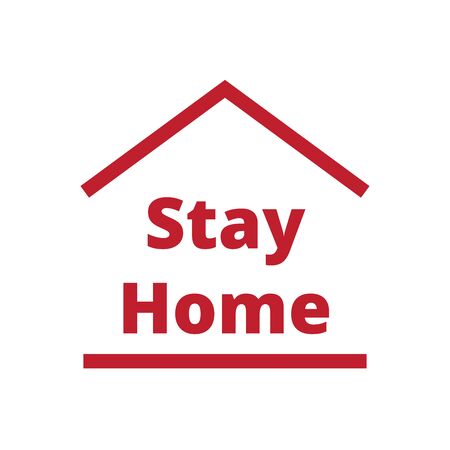 Stay at home in simple house and under roof. Covid 19 or Coronavirus protection campaign icon. Symbol or symbol vector illustrationのイラスト素材
