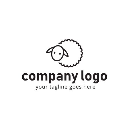 Sheep cute animal logo template. Usable for fashion, farm, livestock, restaurant, wool company. Vector Illustrationのイラスト素材