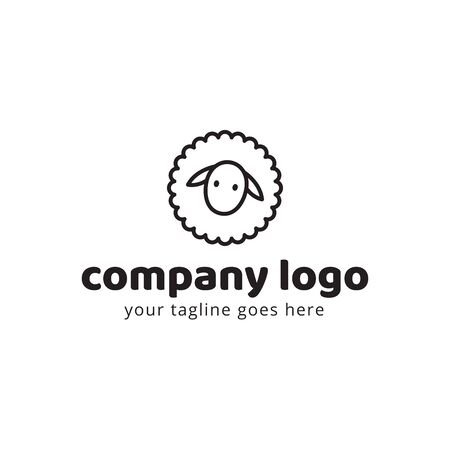 Sheep cute animal logo template. Usable for fashion, farm, livestock, restaurant, wool company. Vector Illustrationのイラスト素材