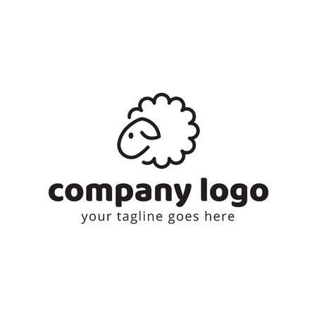 Sheep cute animal logo template. Usable for fashion, farm, livestock, restaurant, wool company. Vector Illustrationのイラスト素材