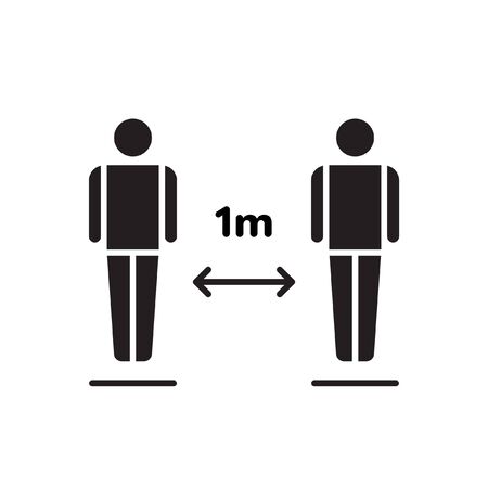 Social distancing icon, prevention safety, measure protection from spread virus, people isolation. Simple solid web symbol on white background - editable stroke vector illustrationのイラスト素材