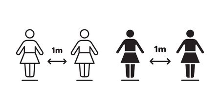 Social distancing icon, prevention safety, measure protection from spread virus, people isolation. Simple solid and line web symbol on white background - editable stroke vector illustrationのイラスト素材