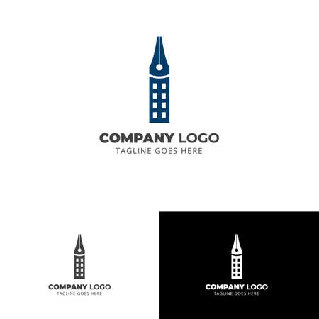 Pen feather pencil writing logo design. Inspiration logo design. Template Vector Illustration.のイラスト素材
