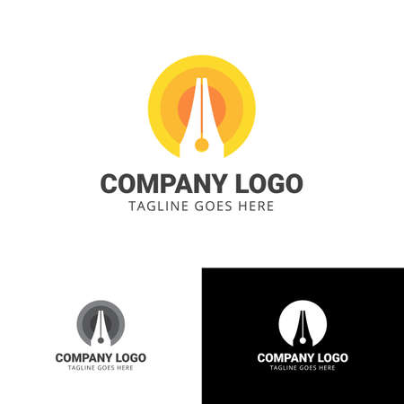 Pen feather pencil writing logo design. Inspiration logo design. Template Vector Illustration.のイラスト素材