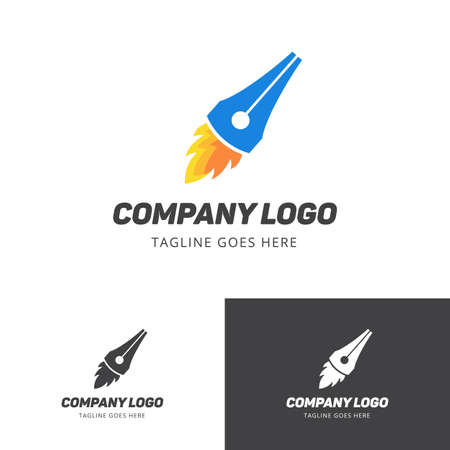 Rocket pen feather pencil writing logo design. Inspiration logo design. Template Vector Illustration.のイラスト素材