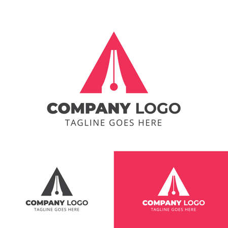 A type pen feather pencil writing logo design. Inspiration logo design. Template Vector Illustration.のイラスト素材