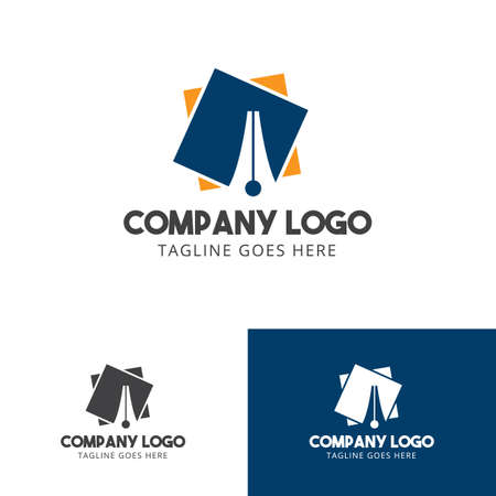 Pen feather pencil writing logo design. Inspiration logo design. Template Vector Illustration.のイラスト素材