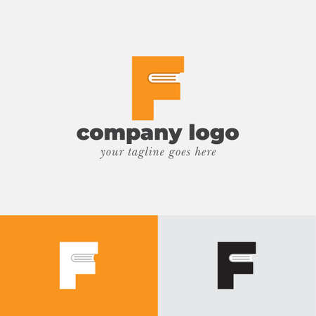 F Letter and Book Shape Concept Logo Design Template vector icon design .Simple logo for your business company.のイラスト素材