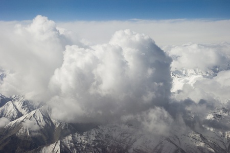 a bird eyes view of Karakoram in Ladakh, Indiaの写真素材