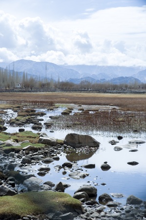a lake in Leh, Indiaの写真素材