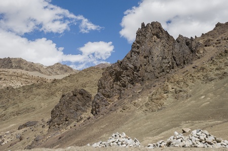 view of mountain and sky to Nubra valley, Leh, Indiaの写真素材