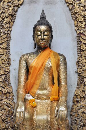 closed up buddha statue in Thailandの写真素材