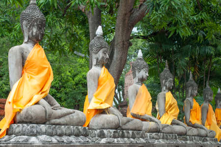 the ancient buddha statue in Ayathaya, Thailandの写真素材