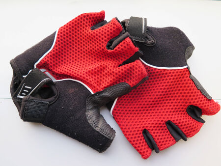 closed up glove for riding bicycleの写真素材