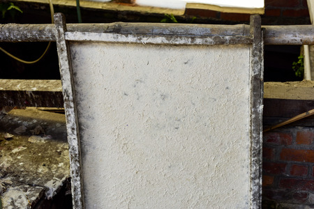 closed up the mulberry pulp sieve in paper factory, Nepalの写真素材