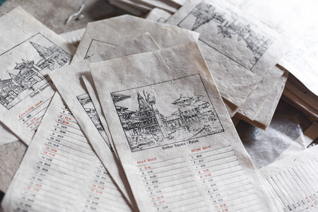 closed up the mulberry pulp sieve in paper factory, Nepalの写真素材