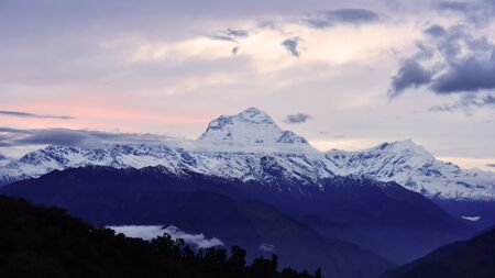 view of cloud and blue sky in annapurna mountain range , Nepalの写真素材