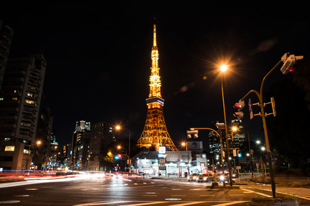 Tokyo, Japan - December 7, 2015 : view of Tokyo tower at nightのeditorial素材