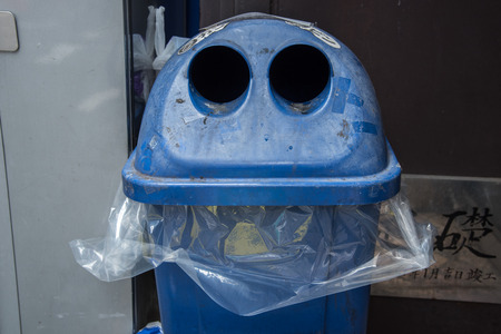 closed up the blue public binの写真素材