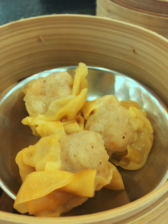 closed up the streamed pork dumplingsの写真素材