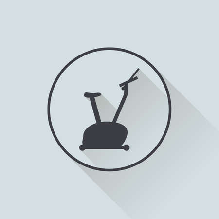 illustration of exercise bicycle icon in flat design with long shadowのイラスト素材