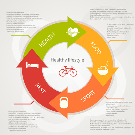 illustration of health lifestyle infographic in flat designed without shadowのイラスト素材