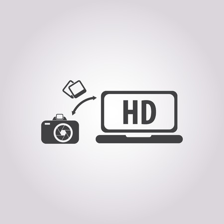 vector illustration of modern b lack icon monitorのイラスト素材