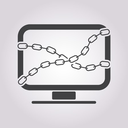 vector illustration of modern b lack icon monitorのイラスト素材