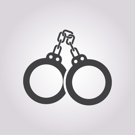 vector illustration of modern b lack icon police handcuffsのイラスト素材