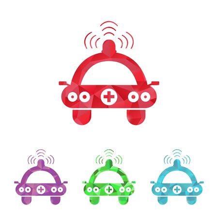 illustration of modern b lack icon ambulanceのイラスト素材