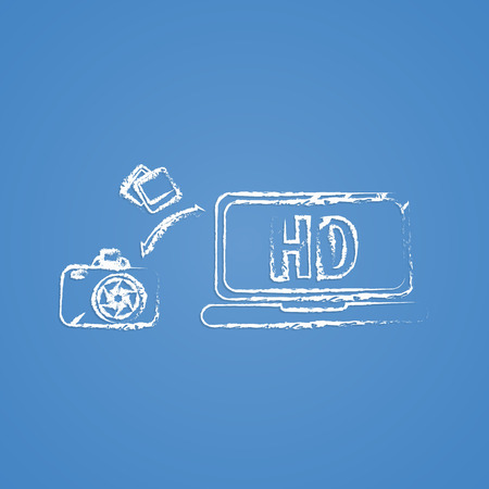 vector illustration of modern b lack icon monitorのイラスト素材