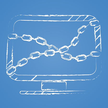 vector illustration of modern b lack icon monitorのイラスト素材