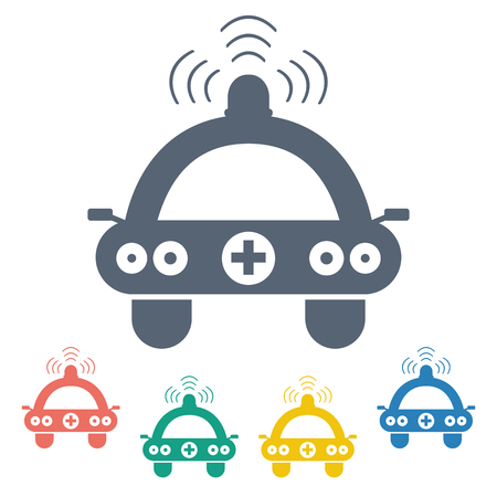 vector illustration of modern b lack icon ambulanceのイラスト素材