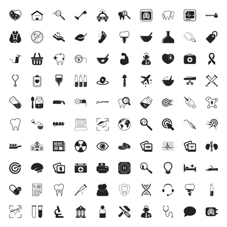 medicine 100 icons set for web flatのイラスト素材
