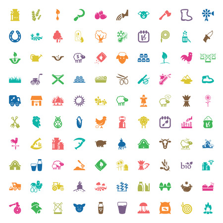 gardening 100 icons set for web flatのイラスト素材