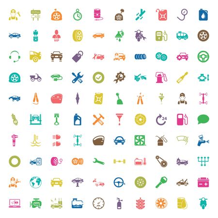 car repair 100  icons set for webのイラスト素材