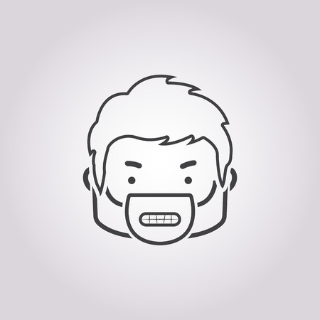 angry face icon on white background for webのイラスト素材