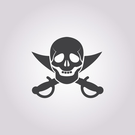 skull and saber icon on white background for webのイラスト素材
