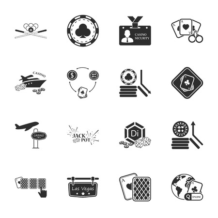 gambling, casino 16 icons universal set for web and mobile flatのイラスト素材