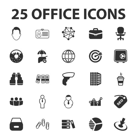 Business, Finance, office 25 black simple icons set for webのイラスト素材