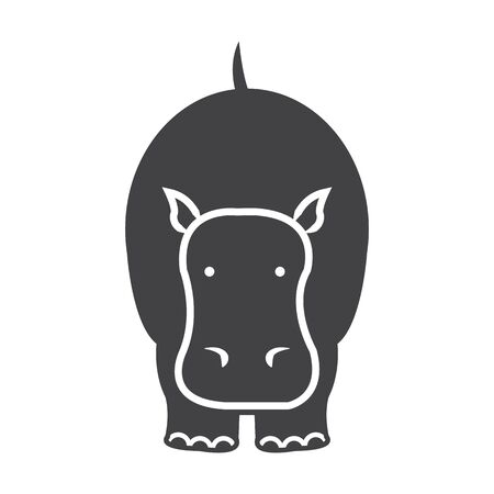 hippopotamus black simple icon on white background for web designのイラスト素材