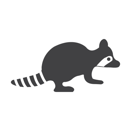 raccoon black simple icon on white background for web designのイラスト素材