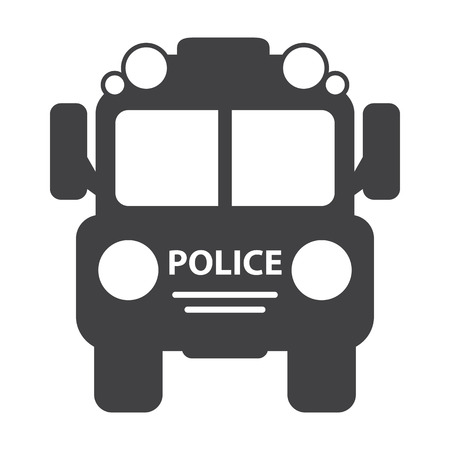 police bus black simple icon on white background for web designのイラスト素材