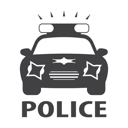 police car black simple icon on white background for web designのイラスト素材