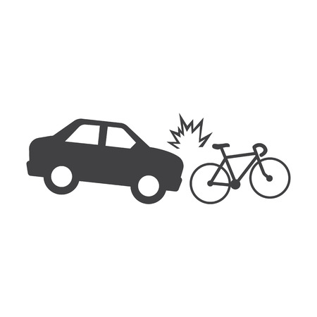 car crash bicycle black simple icons set for web designのイラスト素材