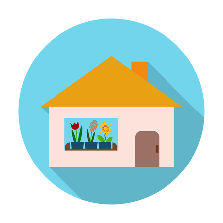 house flat icon with long shadow for web designのイラスト素材
